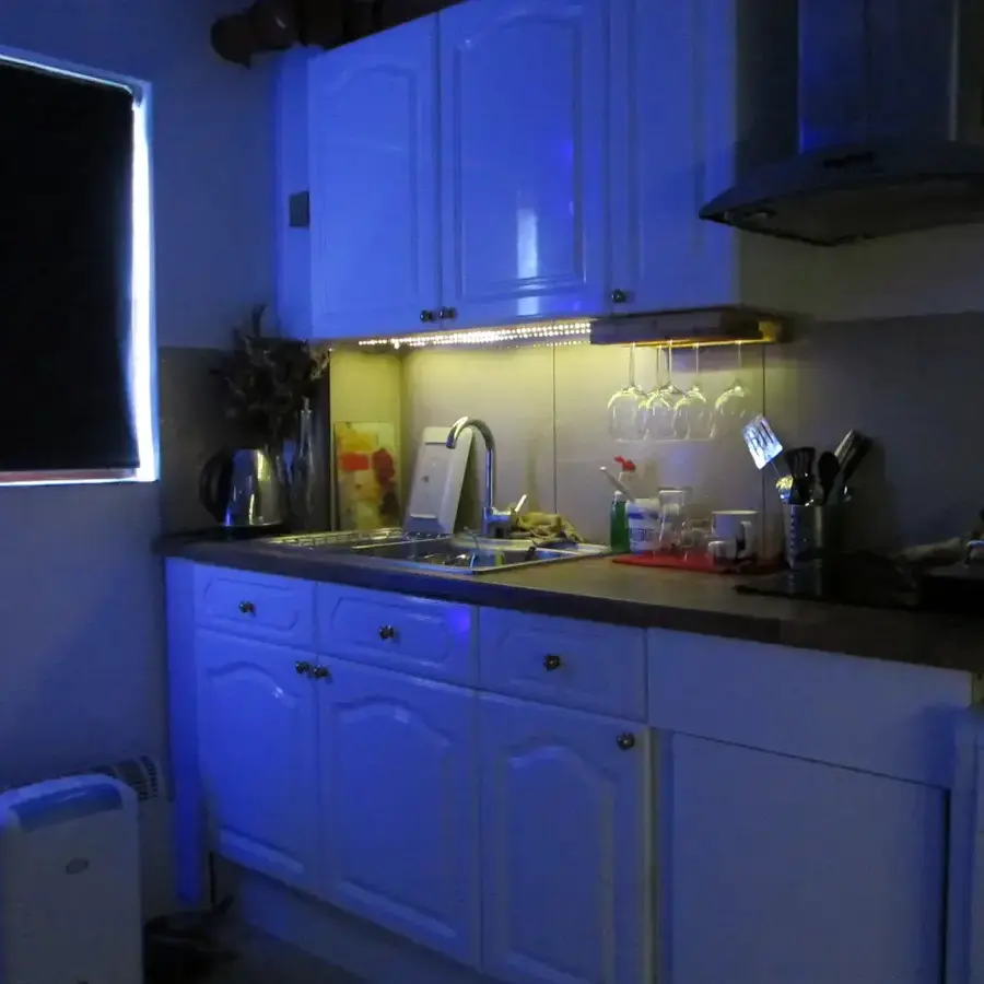 Thermal photo of a room ceiling, showing heat losses